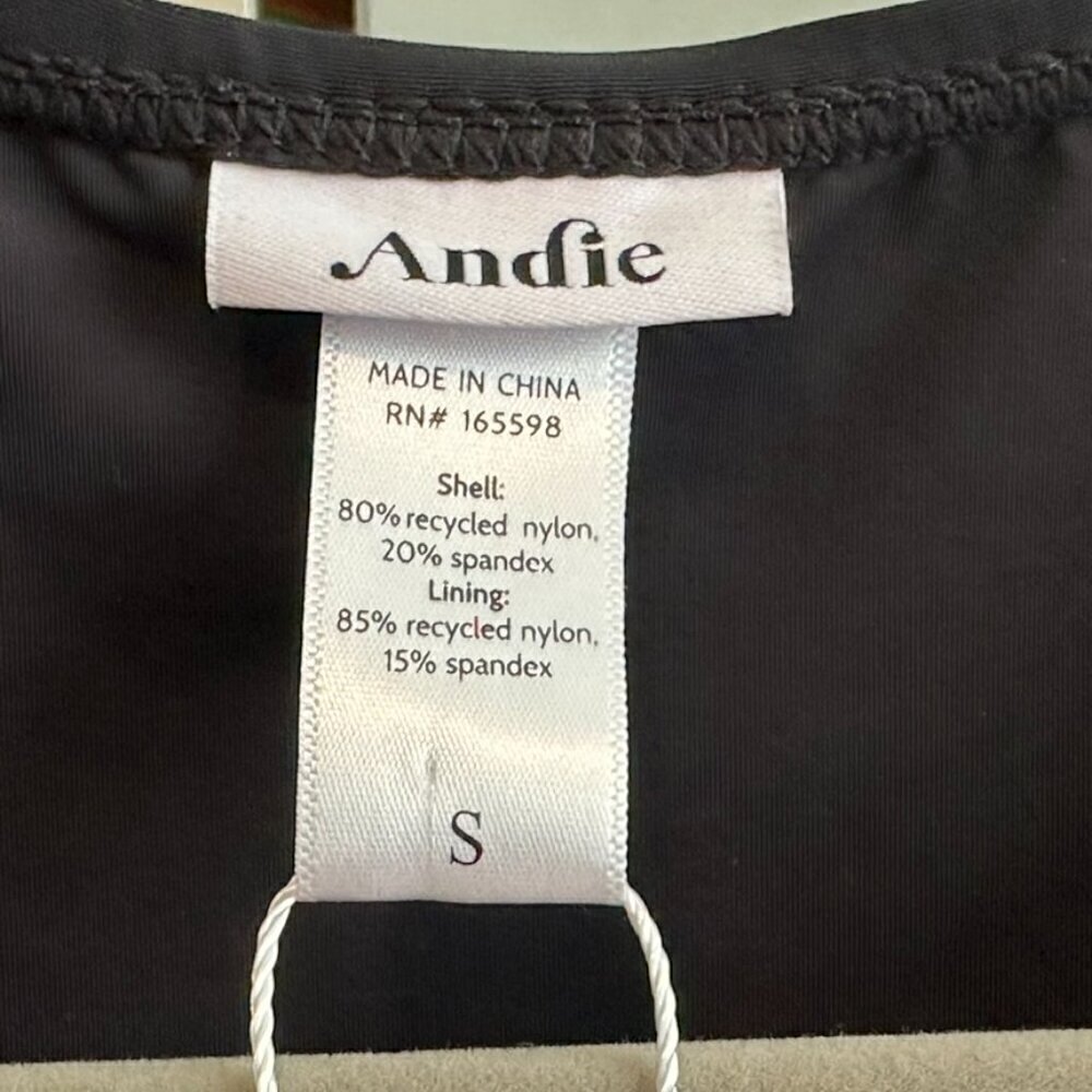 NEW Andie Swim One Piece Sporty Sleek Swimsuit 'The Malibu'- Black- Size Small - Picture 3 of 5